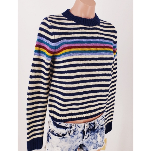 COPPER KEY Rainbow Striped Chunky Knit Sweater - Picture 4 of 9